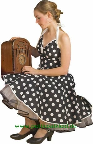 Kleid Rockabilly schwarz wei&szlig;e Punkte